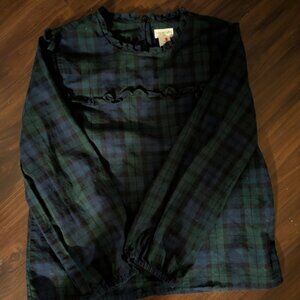 Crewcuts Green and Blue Plaid Ruffle Top Girls Size 10